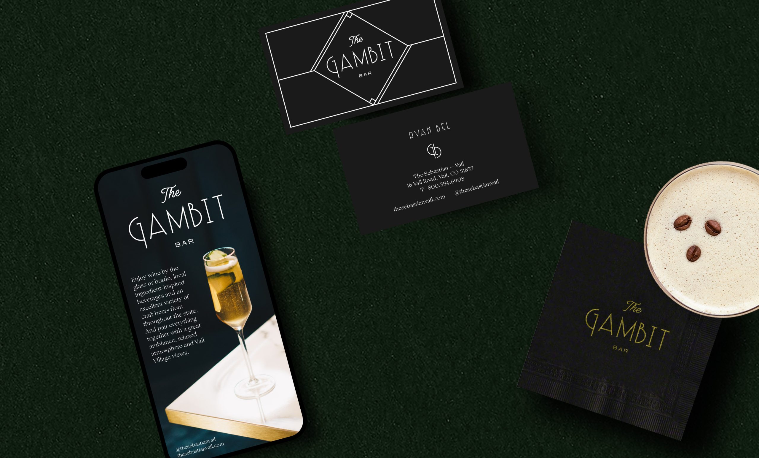 The Gambit Bar at The Sebastian Vail Branding